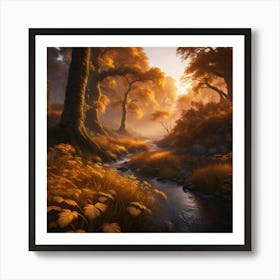 Sunrise In The Forest Art Print