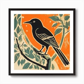 Retro Bird Lithograph Magpie 5 Art Print