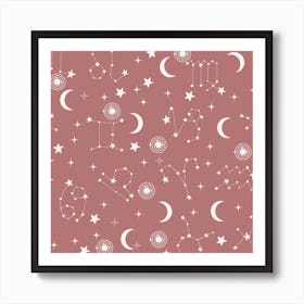 Stars And Constellations Rose Art Print