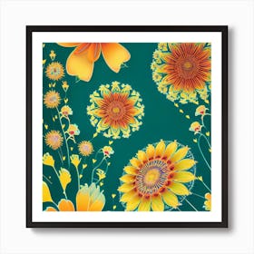 Abstract Flowers Art Print