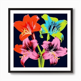 Andy Warhol Style Pop Art Flowers Amaryllis 2 Square Art Print