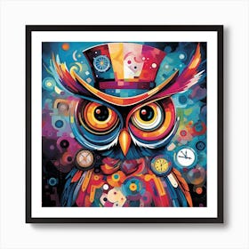 Owl In Top Hat 1 Art Print