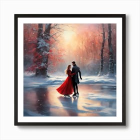 Romantic Skaters Art Print