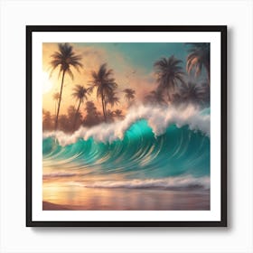 Sunset Ocean Wave Art Print