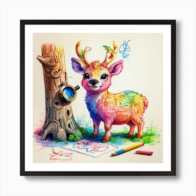 Deer Drawing 30 Art Print