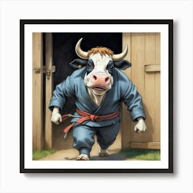 Karate Cow 1 Art Print