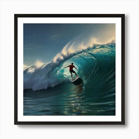 Surfer Riding A Wave 3 Art Print