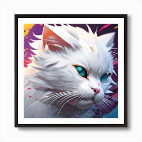 White Cat With Blue Eyes Art Print