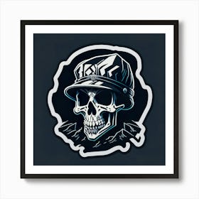 Skull Sticker With A Cap Silver (13) Art Print