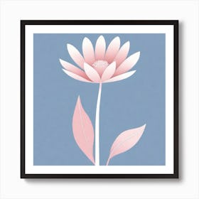 A White And Pink Flower In Minimalist Style Square Composition 471 Art Print