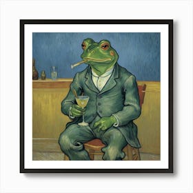 Suit Up and Bottoms Up Frog In A Suit Art Print