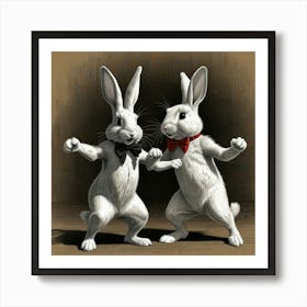 Rabbits Dancing 2 Art Print