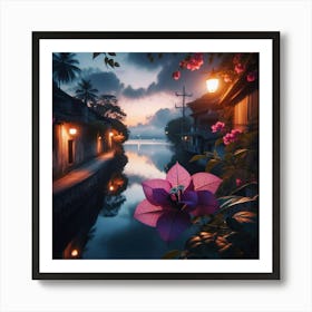 Flower By The Water Art Print