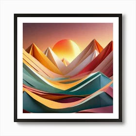 Colorful paper mountains Art Print