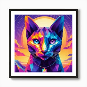 Stardust Low Poly Cat Art Print