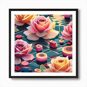 Paper Roses Art Print