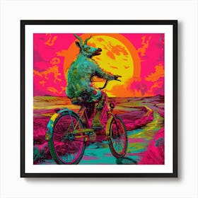 Goat On A Bike Art Print