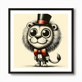 Lion In Top Hat 4 Art Print