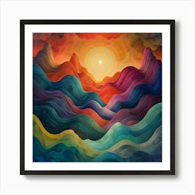 Sunrise Over The Mountains, Pop Surrealism, Lowbrow Art Print