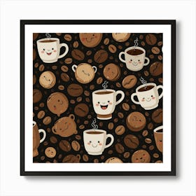 Coffee Seamless Pattern 9 Art Print