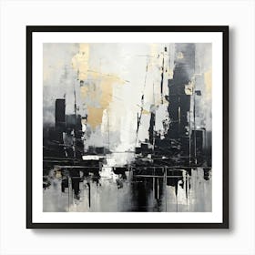 Abstract Cityscape, Produce A Monochromatic Abstract Artwork Overlapping Squares And Rectangles Art Print