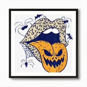 Halloween Leopard Lips Shirt Funny Pumpkin Lips Tongue Art Print