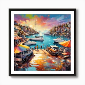 Seaside Harbor Majesty Among Yachts Art Print