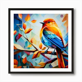 Cubism Art, Robin bird 3 Art Print