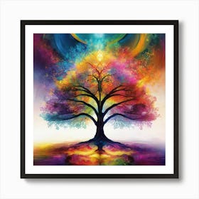 Abstract Tree Of Life in Vivid Color Art Print