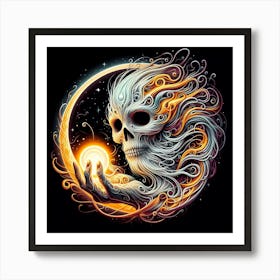 Skull In The Moonlight Art Print