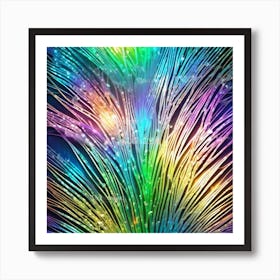 Abstract Rainbow Feathers Art Print