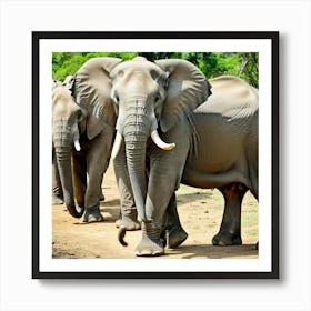 Elephants In The Wild 1 Art Print