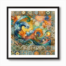 Van Gogh Islamic Tile Art Print