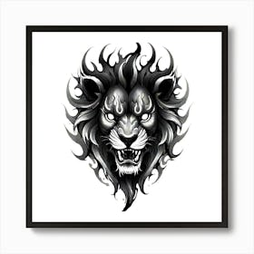 Lion Head Tattoo 13 Art Print