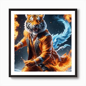 Ice and fire tiger  Art Print