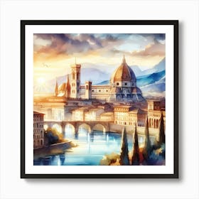 Sunset In Florence Art Print