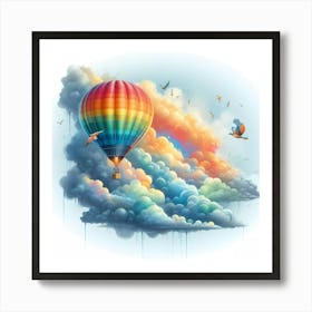 Hot Air Balloon In The Clouds Art Print