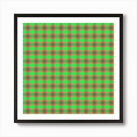 Green And Brown Plaid Fabric Art Print