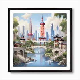 Chinese City Art Print