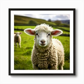 Nature Wool Farm Animal Herd Countryside Grass Sheep Mammal Green Landscape Farming Meado (9) Art Print