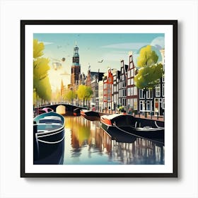 Amsterdam city painting Art Print