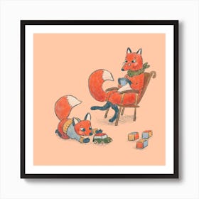 Play Time Is Family Time At The Fox Family Art Print