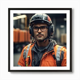 Photo Man With Helmet Working Logistic 1 Art Print