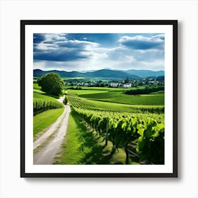 Plant Green Tree Grass Texture Scenic Rural City Farm Building Lane Road Background Clo (6) Art Print