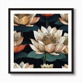 Lotus Flower Pattern Art Print