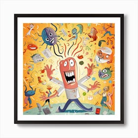 Cartoon Character Surrounded By People Art Print