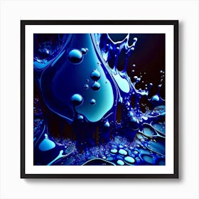 Blue Slime Abstract Art Print