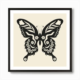 Folk Art Butterfly 03 - Ink Art Print