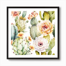 Flowering Cacti B Art Print