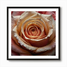 Pink Rose With Water Droplets Art Print